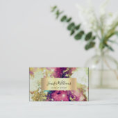 Unieke Salon Waterverf Sparkly Gold Foil Beauty Visitekaartje (Staand voorkant)