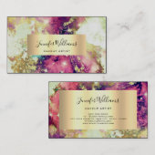 Unieke Salon Waterverf Sparkly Gold Foil Beauty Visitekaartje (Voorkant / Achterkant)