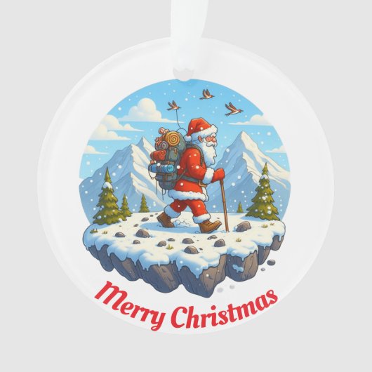 Unieke Santa bergbeklimming Ornament (voorkant)