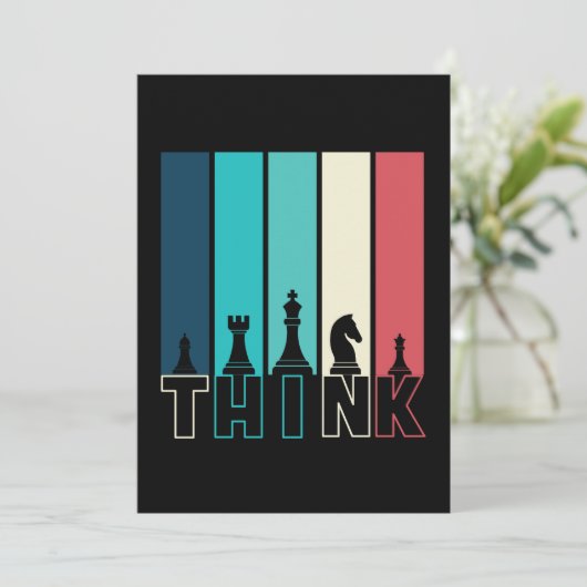 Unieke  schaakartikelen denken kleurrijk bedankkaart (Staand voorkant)