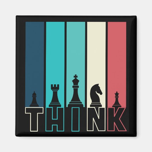 Unieke  schaakartikelen denken kleurrijk magneet (Voorkant)