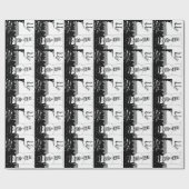 unieke schattige sneeuwpop zwart-wit kerst cadeaupapier (Vlak)