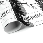 unieke schattige sneeuwpop zwart-wit kerst cadeaupapier (Rol Hoek)