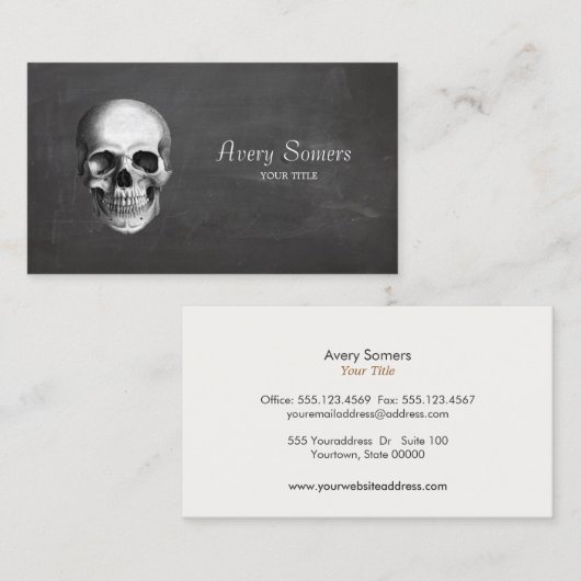 Unieke schedel Etching Black Business Visitekaartje (Voorkant / Achterkant)