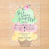 Unieke schepje omhoog Ice Cream Vrijgezellenfeest Acryl Uitnodigingen (Voorkant)