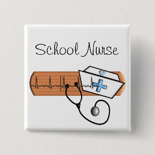 Unieke schoolzusters vierkante button 5,1 cm