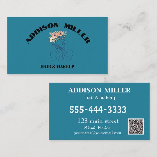 Unieke Schoonheidshaar & Make-up &QR code Visitekaartje (Voorkant / Achterkant)