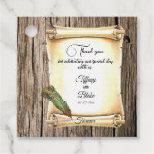 Unieke Scroll & Feather Pen bruiloft Bedankjes Labels (Voorkant)