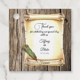 Unieke Scroll & Feather Pen bruiloft Bedankjes Labels