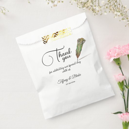 Unieke Scroll & Feather Pen bruiloft Bedankzakje (Gezegeld)