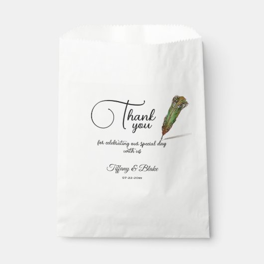 Unieke Scroll & Feather Pen bruiloft Bedankzakje (Voorkant)