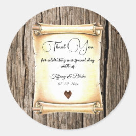 Unieke Scroll & Feather Pen bruiloft Ronde Sticker