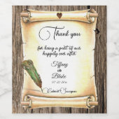 Unieke Scroll & Feather Pen bruiloft Wijn Etiket (Enkel label)