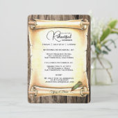 Unieke Scroll & Feather Pen Huwelijksrepetitie Kaart (Staand voorkant)