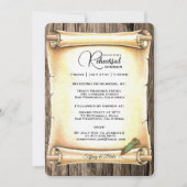 Unieke Scroll & Feather Pen Huwelijksrepetitie Kaart (Voorkant)