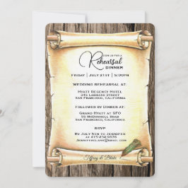 Unieke Scroll & Feather Pen Huwelijksrepetitie Kaart