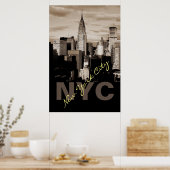 Unieke Sepia New York City Poster (Keuken)