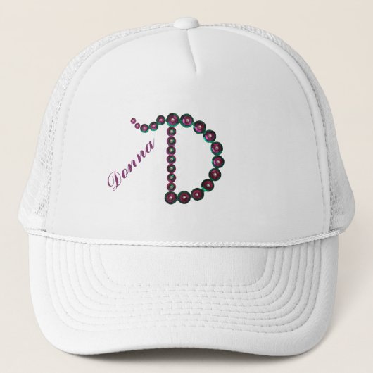 Unieke Sequin Bling Letter D Monogram Trucker Pet (Voorkant)