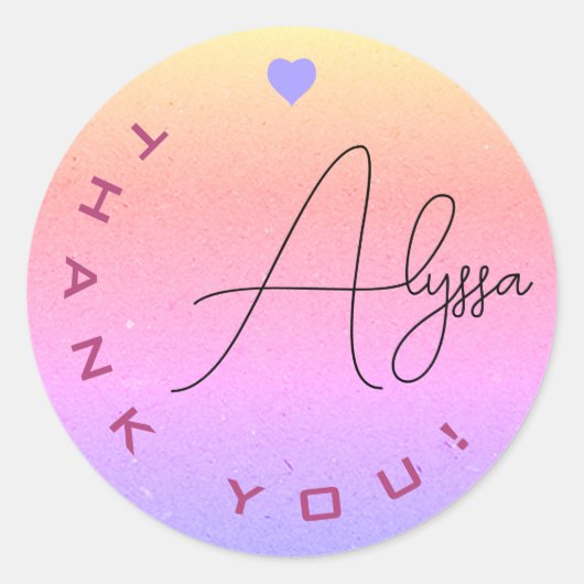 Unieke Signature Rainbow Ombre Hartelijk dank voor Ronde Sticker (Voorkant)