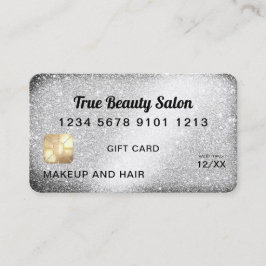 Unieke Silver Glitter Credit Kaart Cadeaubon Visitekaartje