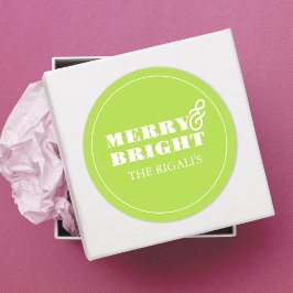 Unieke Simple Green Merry & Bright Lettertype Ronde Sticker