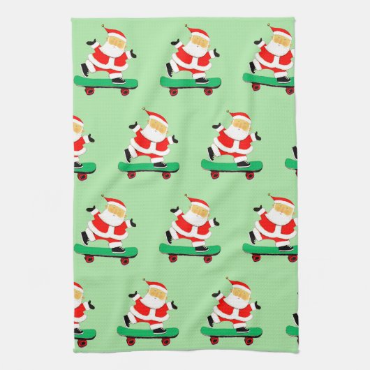 Unieke Skateboarding Kerstman Theedoek (Verticaal)