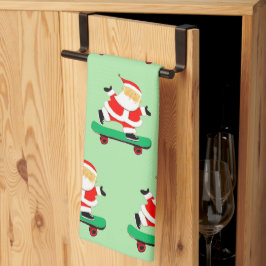 Unieke Skateboarding Kerstman Theedoek