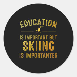 Unieke ski kunst voor mannen vrouwen Kinder skiër Ronde Sticker