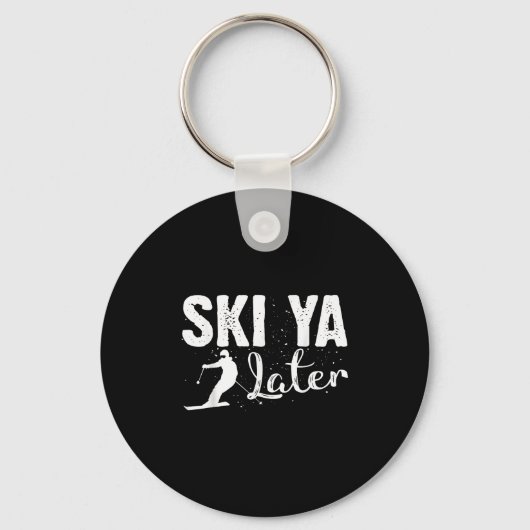 Unieke ski kunst voor mannen vrouwen Kinder skiër  Sleutelhanger (Voorkant)