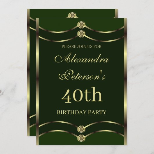 Unieke Smaragd Groen en Goud Geometrische Verjaard Kaart (Voorkant / Achterkant)