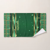 Unieke Smaragdgroene en gouden geometrische naam Bad Handdoek (Handdoek)