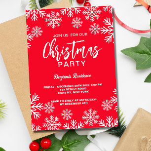 Unieke Sneeuw Rode Kerstmis uitnodigen Party kaart