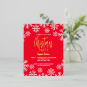 Unieke Sneeuw Rode Kerstmis uitnodigen Party kaart (Staand Voorkant)