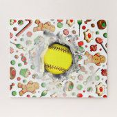 Unieke Softball Holiday Gift Jigzaag Puzzle Legpuzzel (Horizontaal)