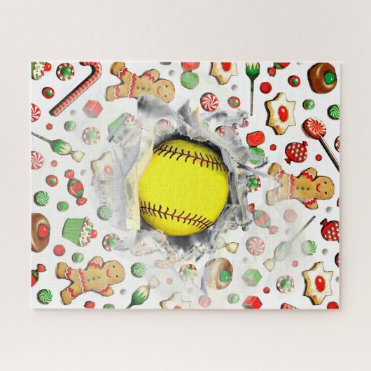 Unieke Softball Holiday Gift Jigzaag Puzzle Legpuzzel (Horizontaal)