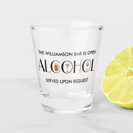 Unieke Sophisticated Bier Wijn Martini Naam Zwart Shot Glas (Voorkant)
