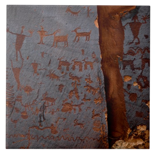 Unieke Southwest Petroglyph Ceramic Tile Tegeltje (Voorkant)