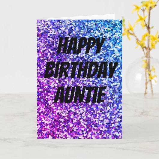 Unieke sparkle tante verjaardagskaart kaart (Gele Bloem)