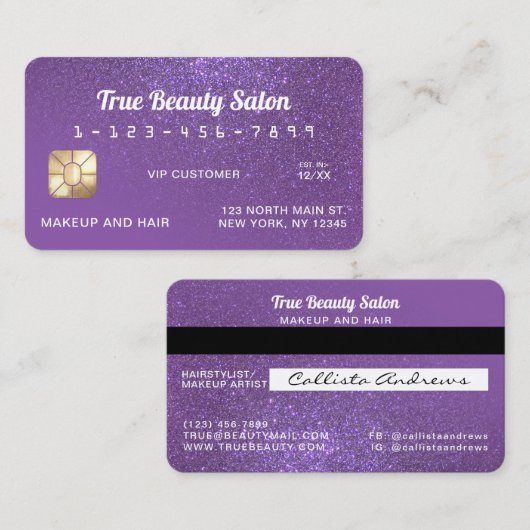 Unieke Sparkly Chic Violet Glitter Credit Kaart Visitekaartje (Voorkant / Achterkant)