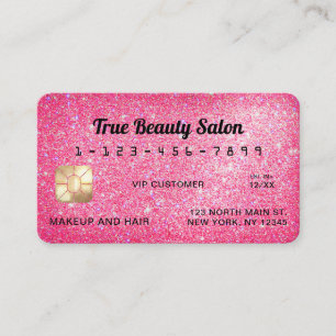 Unieke Sparkly Neon Pink Glitter Credit Kaart Visitekaartje