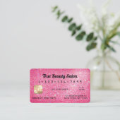 Unieke Sparkly Neon Pink Glitter Credit Kaart Visitekaartje (Staand voorkant)
