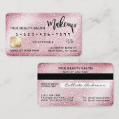 Unieke Sparkly Pink Glitter Credit Kaart Make-up Visitekaartje (Voorkant / Achterkant)