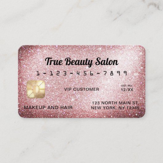 Unieke Sparkly Roos Gold Glitter Credit Kaart Visitekaartje (Voorkant)