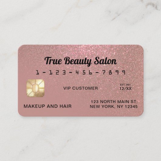 Unieke Sparkly Roos Gold Glitter Credit Kaart Visitekaartje (Voorkant)