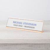 Unieke speciale klassieke blauw wit bureau naambordje (Voorkant)