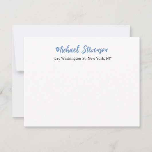 Unieke speciale klassieke blauw wit RSVP kaartje (Voorkant)