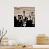 Unieke Square Sepia New York Ink Sketch Poster (Keuken)
