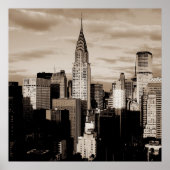 Unieke Square Sepia New York Ink Sketch Poster (Voorkant)