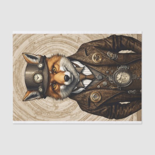 Unieke  Steampunk Fox Art Tissuepapier (Voorkant)