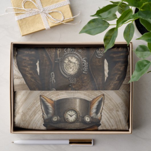 Unieke  Steampunk Fox Art Tissuepapier (Geschenk)